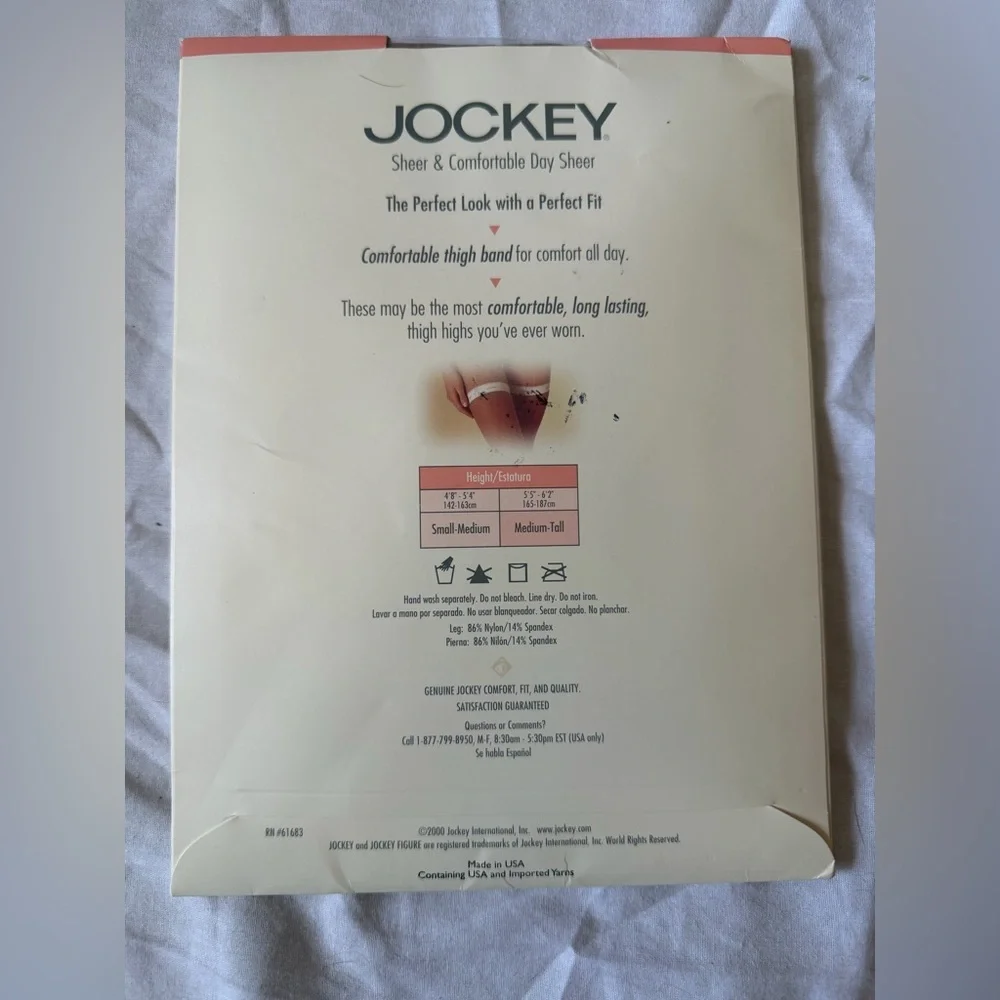 Jockey For Her Small/Medium Almond Thigh Highs Sandalfoot Nylons Pantyhose